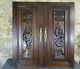Pair Antique French Solid Walnut Carved Wood Door/panel Travelling Musicians