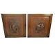 Pair Antique French Hand Carved Oak Door Panels Reclaimed Architectural Birds