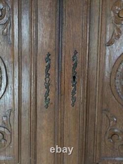 Pair Antique Hand Carved Wood Door Panels Reclaimed Architectural English Style