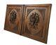 Pair Antique Hand Carved Wood Door Panels Pheasants Hunt Reclaimed Architectura