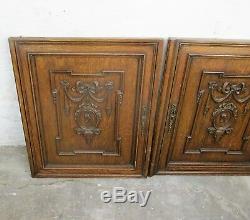 Pair Carved Wood Oak Kitchen Cabinet Doors Panels Reclaimed Architectural Deer