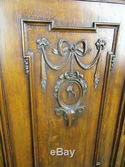 Pair L Carved Wood Oak Kitchen Cabinet Doors Panels Reclaimed Architectural Deer