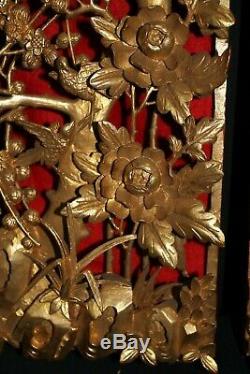 Pair Late 19th Century Chinese Figural Carved Panel