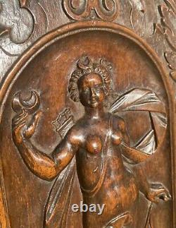 Pair Of Stunning Antique French Carved Wood Panels Walnut Nudes Carving 1890