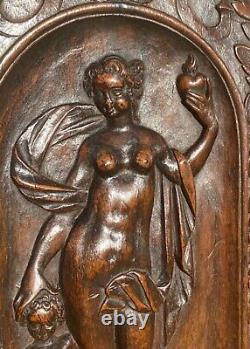 Pair Of Stunning Antique French Carved Wood Panels Walnut Nudes Carving 1890