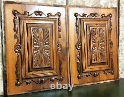 Pair Scroll rosette flower carved panel Antique french architectural salvage 24
