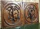 Pair Black Forest Hunting Carving Panel Antique French Architectural Salvage