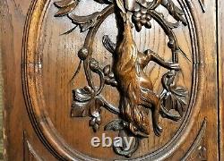 Pair black forest hunting carving panel Antique french architectural salvage 20