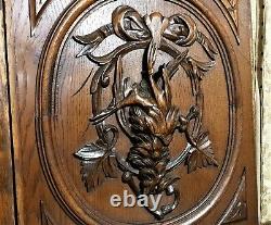 Pair black forest hunting carving panel Antique french architectural salvage 20