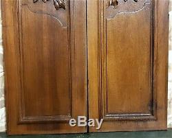 Pair bouquet leaf fruit wood carving panel Antique french architectural salvage