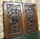 Pair Bow Basket Scroll Wood Carving Panel Antique French Architectural Salvage