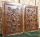Pair Bow Blazon Wood Carving Panel Antique French Wooden Architectural Salvage