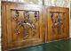 Pair Bow Flower Basket Wood Carving Panel Antique French Architectural Salvage