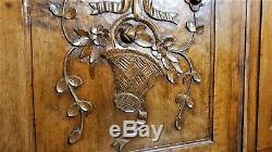 Pair bow flower basket wood carving panel Antique french architectural salvage