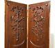 Pair Bow Flower Panel Antique French Wood Salvaged Carving Architectural Salvage