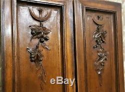 Pair bow fruit garland walnut carving panel Antique french architectural salvage