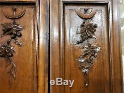 Pair bow fruit garland walnut carving panel Antique french architectural salvage