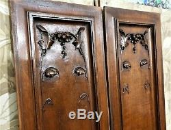 Pair bow grapes wine garland carving panel Antique french architectural salvage
