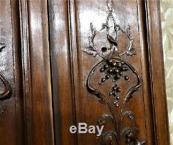Pair bow grapes wine garland carving panel Antique french architectural salvage