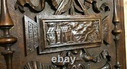 Pair bow ribbon picture wood carving panel Antique french architectural salvage