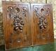 Pair Bow Ribbon Scroll Leaves Carving Panel Antique French Architectural Salvage