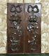 Pair Bow Scroll Leaf Wood Carving Panel Antique French Architectural Salvage