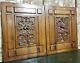Pair Bow Scroll Leaves Panel Antique French Wood Carving Architectural Salvage