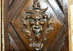 Pair devil demon decorative carving panel Antique french architectural salvage