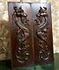 Pair Dragon Fire Griffin Wood Carving Panel Antique French Architectural Salvage