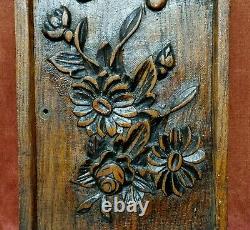 Pair flower carved wood carving panel Antique french architectural salvage 19