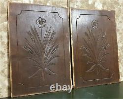 Pair flower corn decorative carving panel Antique french architectural salvage