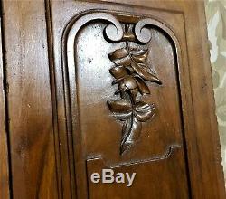 Pair flower garland carving panel Antique french walnut architectural salvage
