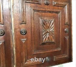 Pair flower rosette wood carving panel Antique french architectural salvage
