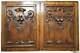Pair Fruit Scroll Leaf Walnut Carving Panel Antique French Architectural Salvage