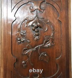 Pair fruit scroll leaf wood carving panel Antique french architectural salvage