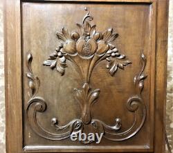 Pair fruit scroll leaves wood carving panel Antique french architectural salvage