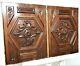 Pair Gothic Rosett Flower Panel Antique French Carved Wood Architectural Salvage