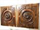 Pair Gothic Rosette Wood Carving Panel Antique French Architectural Salvage