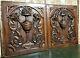 Pair Griffin Scroll Leaf Wood Carving Panel Antique French Architectural Salvage