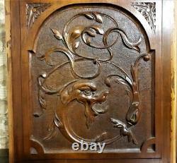 Pair griffin scroll leaves carving panel Antique french architectural salvage