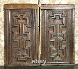 Pair labyrnith wood carving panel Antique french salvaged architectural salvage