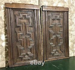 Pair labyrnith wood carving panel Antique french salvaged architectural salvage