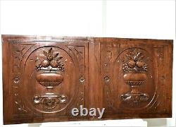 Pair medicis vases decorative carving panel antique french architectural salvage