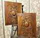 Pair Medieval Blazon Wood Carving Panel Antique French Architectural Salvage