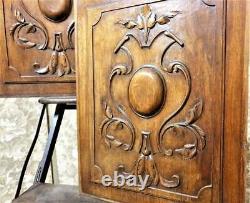 Pair medieval blazon wood carving panel Antique french architectural salvage