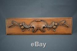 Pair of Antique Carved Wood French Farmhouse Scroll Leaves Pediment Panel
