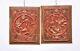 Pair Of Antique Chinese Red & Gilt Wood Carved Panel