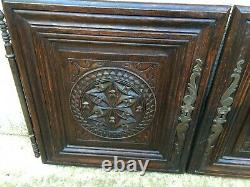 Pair of Antique French Architectural Panel Door Oak Wood Carved Salvaged XIXth