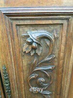 Pair of Antique French Architectural Panel Door Oak Wood Carved Salvaged XIXth