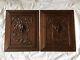 Pair Of Antique French Carved Wood Architectural Panel Door With Ribbon